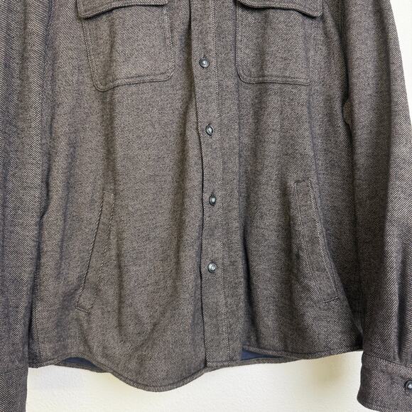 Marine Layer Flannel Shacket XL Brown Long Sleeve Button Up Lined Shirt Heavy - Picture 5 of 9